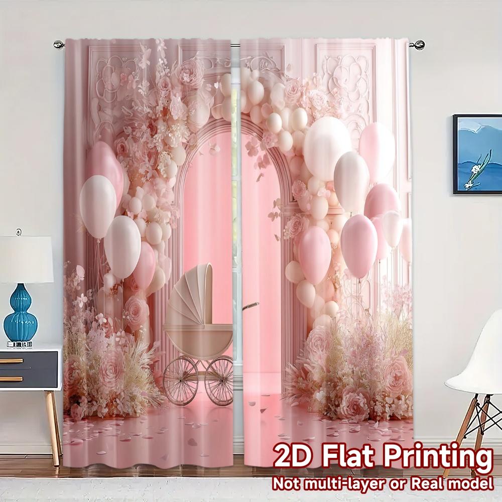 

2pcs 2D FLAT PRINTING Curtains (Without Rod) Blossom Bliss Minimalist Popular Curtains Versatile Polyester Curtains Outdoor 100*130 Rod Pocket 1pcs