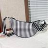 Versatile Plaid Shoulder Bag Canvas Dumpling Bag Sweet Nylon Crossbody Bag  Outdoor