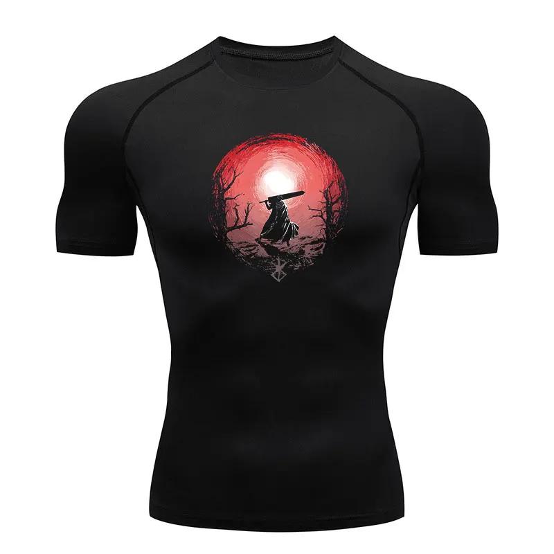 Compression Shirt Man Gym Anime Berserk Fitness Gym Sport Running T-Shirt Rashgard Tops Quick Dry Short Sleeve T-Shirt For Men