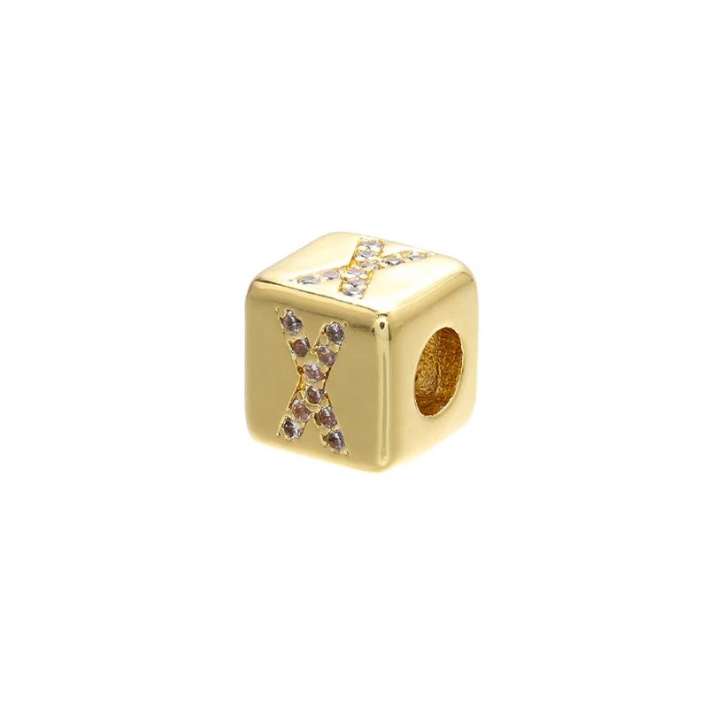 Gold-colored 8x8mm Square A-Z Letter Beads for DIY Handmade Bracelets, Earrings, and Jewelry Accessories Model:VZ246B