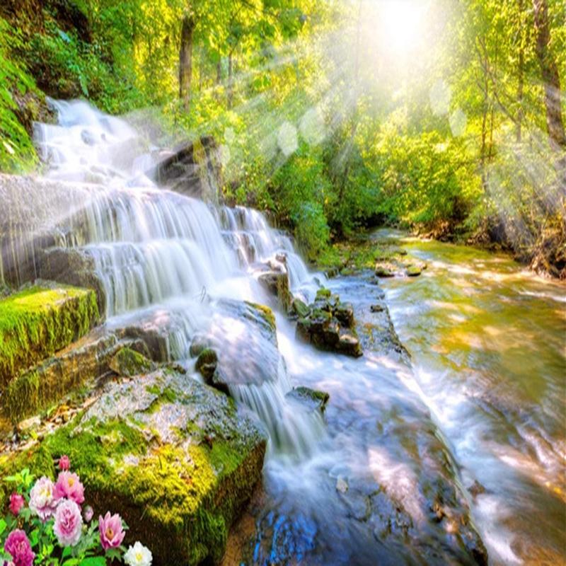 3D Wall Mural Waterfall Mountain Forest Scenery Wallpaper Living Room TV Sofa Study Home Decor Mural