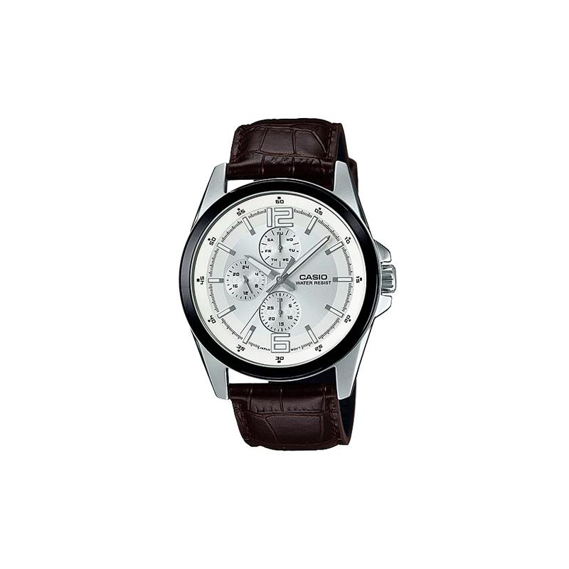 

Casio STANDARD series VINTAGE series simple waterproof three-eye casual quartz movement leather strap Japanese and Korean watch men s MTP-E306L-7A серебряный