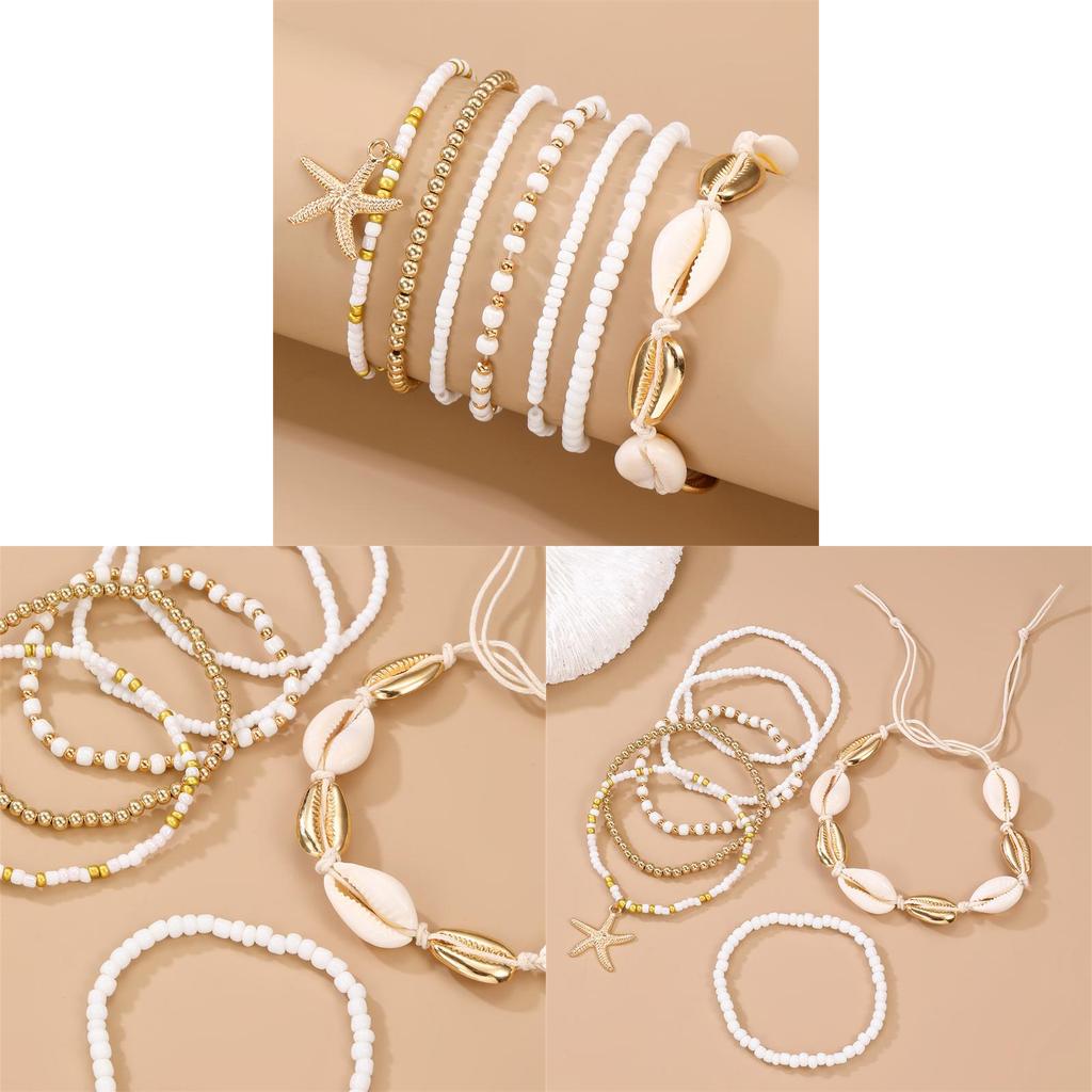 Bohemian Style Multilayer Glass Shell Jewelry Set For Women Gift