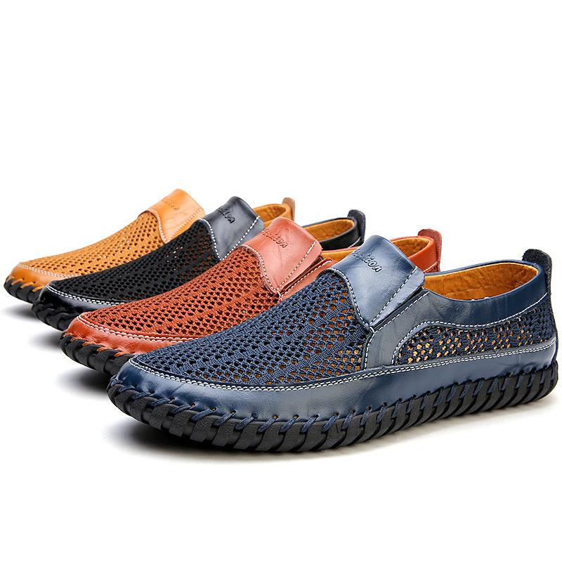 2025 Men's Shoes Casual Leather Shoes Large Size Mesh Breathable Manufacturer Foreign Trade Casual Men's Shoes Fashion Trendy Shoes Men's Shoes