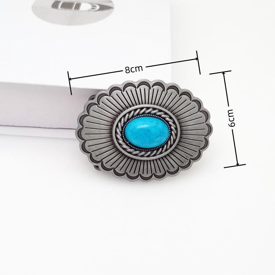 Zinc Alloy Bohemian Niche Belt Buckle Oval Belt Buckle Automatic Snap Buckle Retro Style