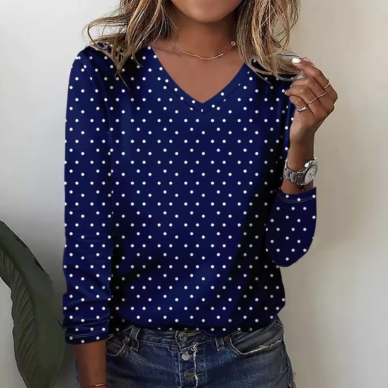 Women's T-Shirt Floral Graphic Flower Elegant Fashion Tee Long Sleeve T-shirts V-Neck Regular Tops Pullover Fall