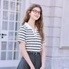 Betu Women's Striped Short Sleeve Polo T-Shirt