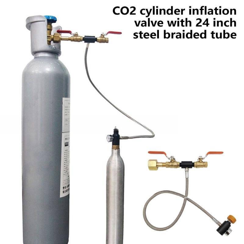 Multifunction CO2 Bottle Refilling Tool with Pressure Gauges & 24inch Hose High Efficiency CO2 Tanks Filling Valves for CGA320