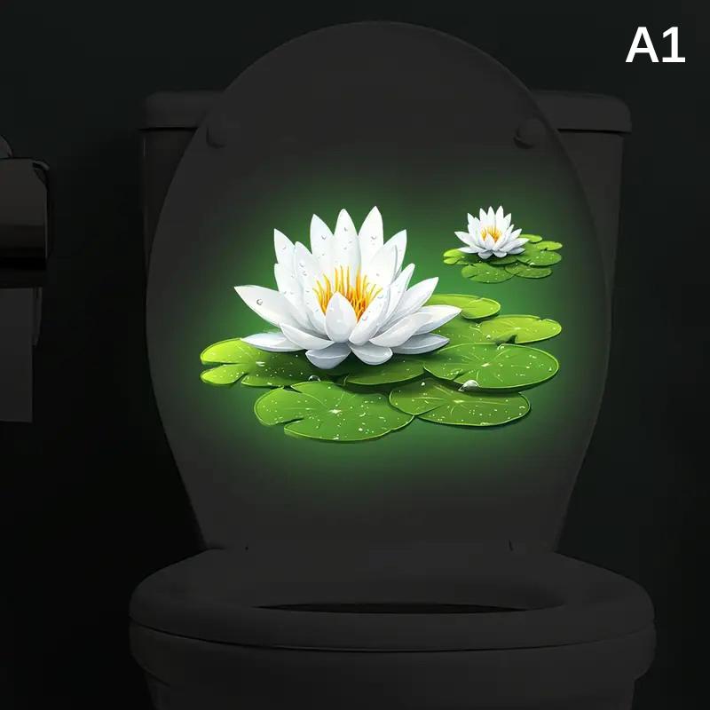Im Dunkeln leuchtende Lotus Toilettenaufkleber Abnehmbare Selbstklebende Badezimmerdekor Aufkleber Wandaufkleber Heimdekor Toilettensitzaufkleber