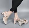 Pointed high-heeled bag head sandals women's summer new outer wear 2025 rear empty word with thick heel versatile single shoes