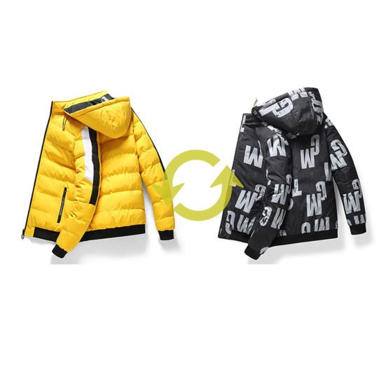 Winter Men Cotton Jacket with Detachable Hood Reversible Zipper Pocket Thickened Windproof Warm Regular Fit Male Casual Cotton Coat Top