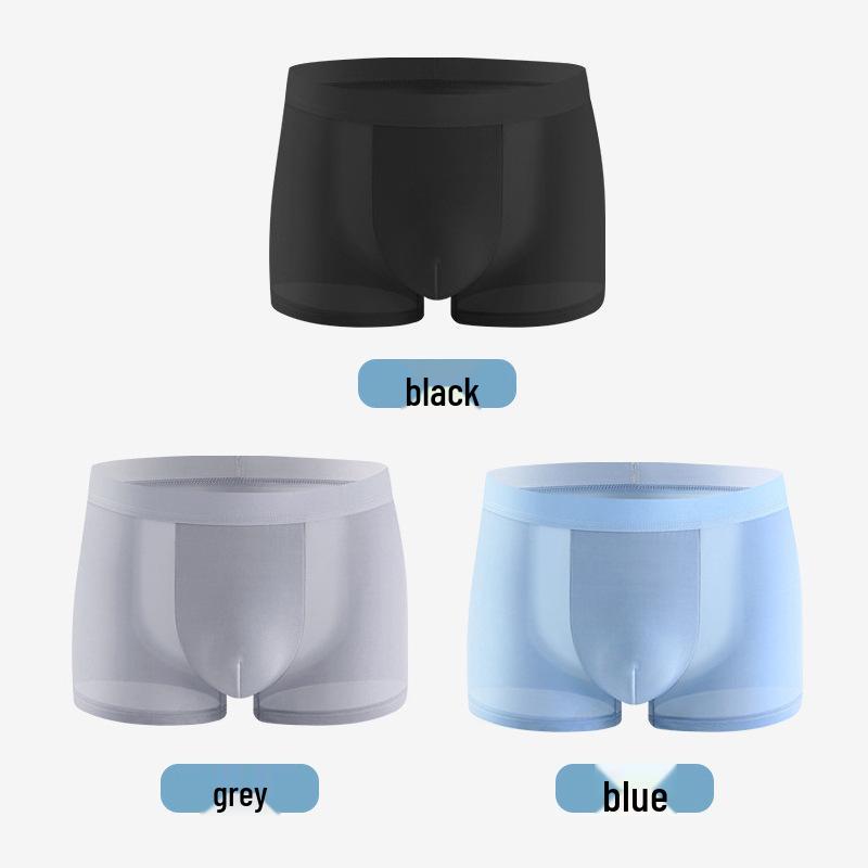 Men's Ice Silk Antibacterial Boxer Briefs - Comfortable, Breathable Underwear for Summer