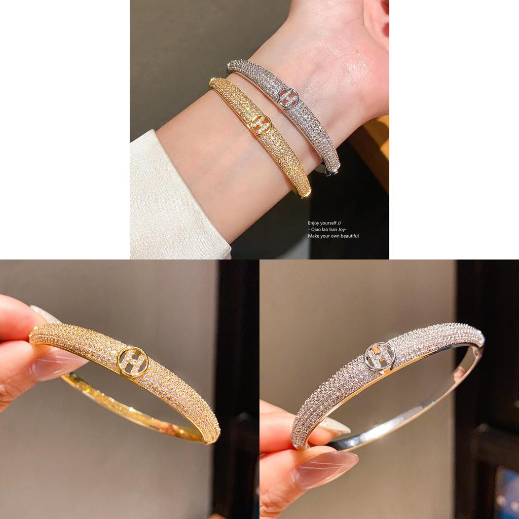 Copper Letter Charm Bracelet With Zirconia Embellishments For Fashionable Women