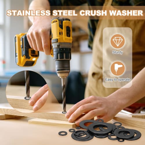 PATIKIL M14 Flat Washers, Stainless Steel, 14-Piece Set, M14x28x1.2mm, 304 Stainless Steel, Black, for Car, Furniture, and Machine Repairs