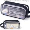 Transparent Large Mesh Pencil Case Double Layer Pencil Bag Handheld Portable Multifunctional Cosmetic Bag Stationery Storage