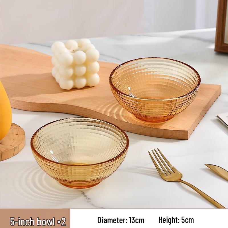 Shan Chong Shan 5-inch Amber Beaded Glass Bowl Set
