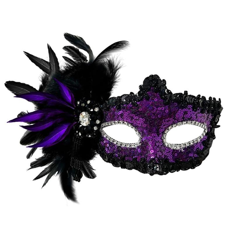 Halloween Costume Mask Feather Mask Masquerade Mask Party Mask Venetians Mask Rhinestones Mask Half Face Mask