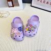 Children's Beaded Floral Sandals - Colorful Thick-Soled Closed-Toe, Summer Outdoor Slippers