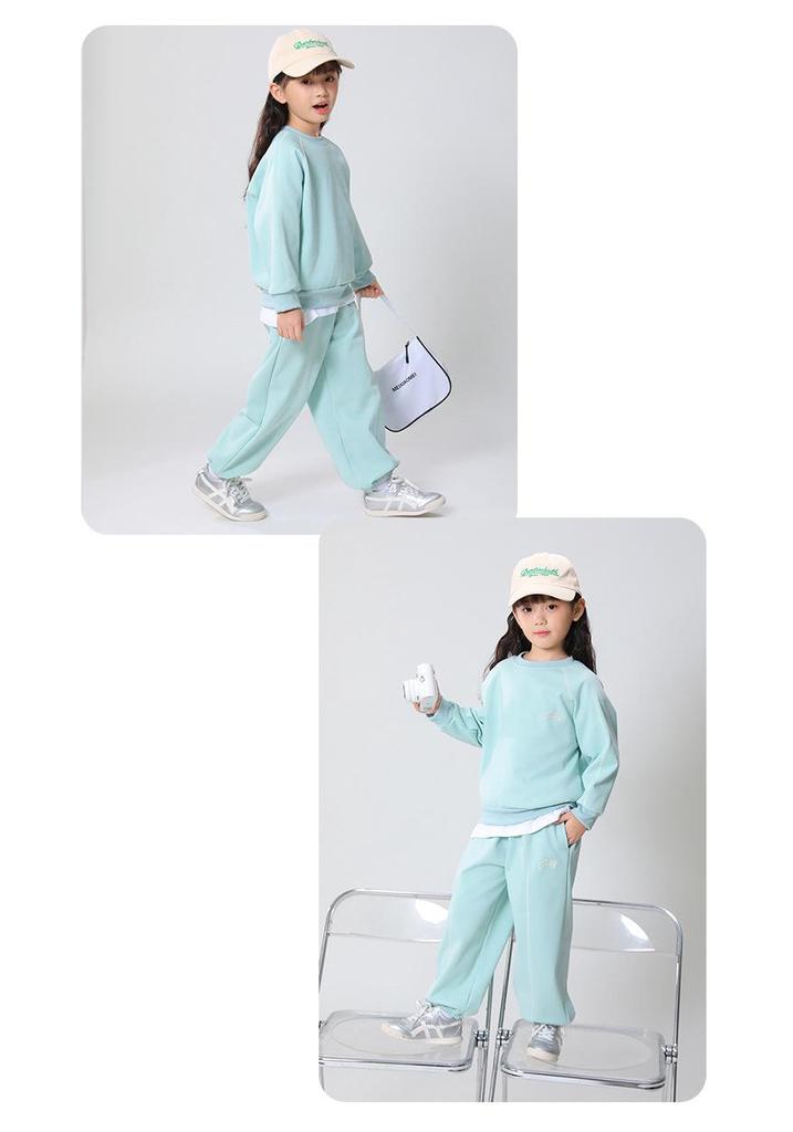 Kids' Autumn/Winter Hoodie & Sweatpants Set: Fleece-Lined Pullover for Boys & Girls