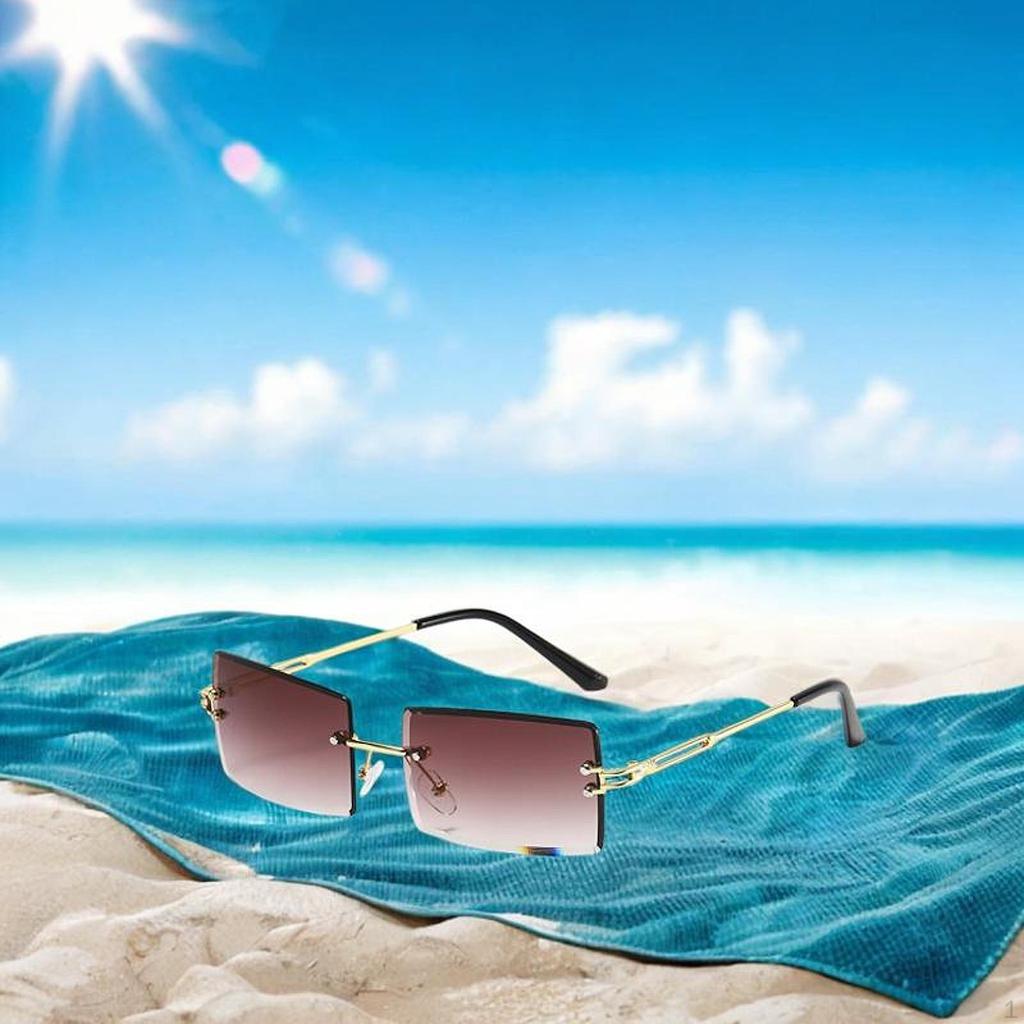 Rimless Sunglasses Comfortable Frameless Eyewear for Vacation Party Summer Beach