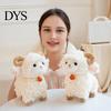 Stuffed Toy with Bells Cute Sheep Plush Doll Bell, Soft Animal Stable Standing Fluffy Croissant Figurine Toy, Curly Fabric Embroidery Details