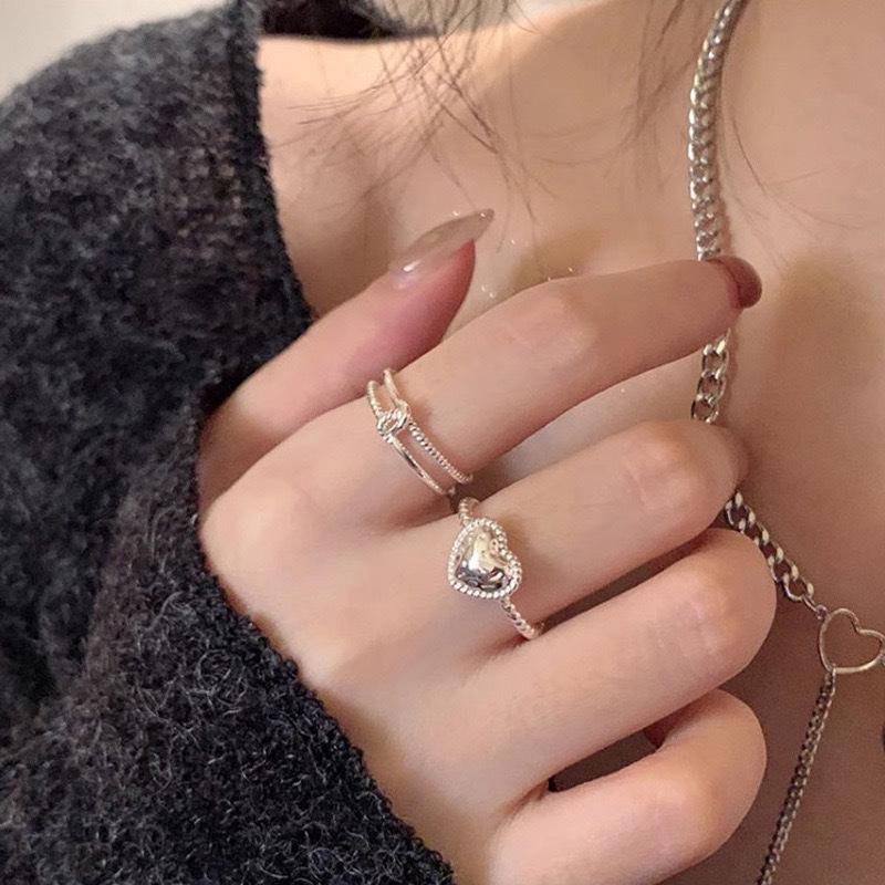 Heart-Shaped Knotted Open Ring - Chic, Fashionable Index Finger Jewelry for Girls