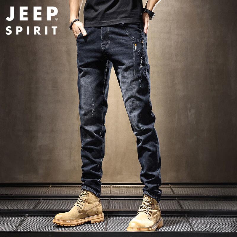 JEEP SPIRIT Men's Autumn/Winter Stretch Slim-Fit Jeans
