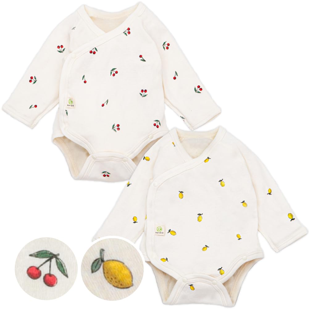 Keratta Ibul Baby Short or Long Stretchy Rib Knit Size for Boys and Girls Romper, Sleeve, Bodysuit, 70, 100% Cotton,