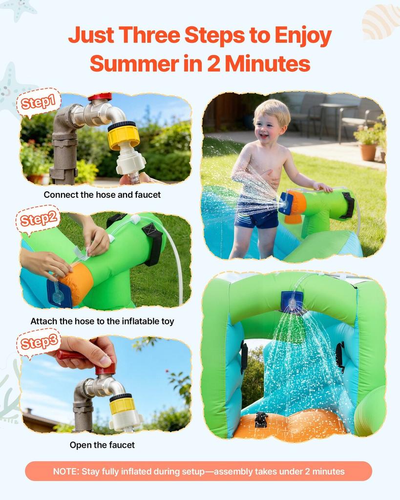 Inflatable Bounce House, 11.3 x 12.3 x 7.0 ft Inflatable Bounce House Water Slide, Bouncer Castle with Castle Bounces, Basketball Hoop, Splash Pool &