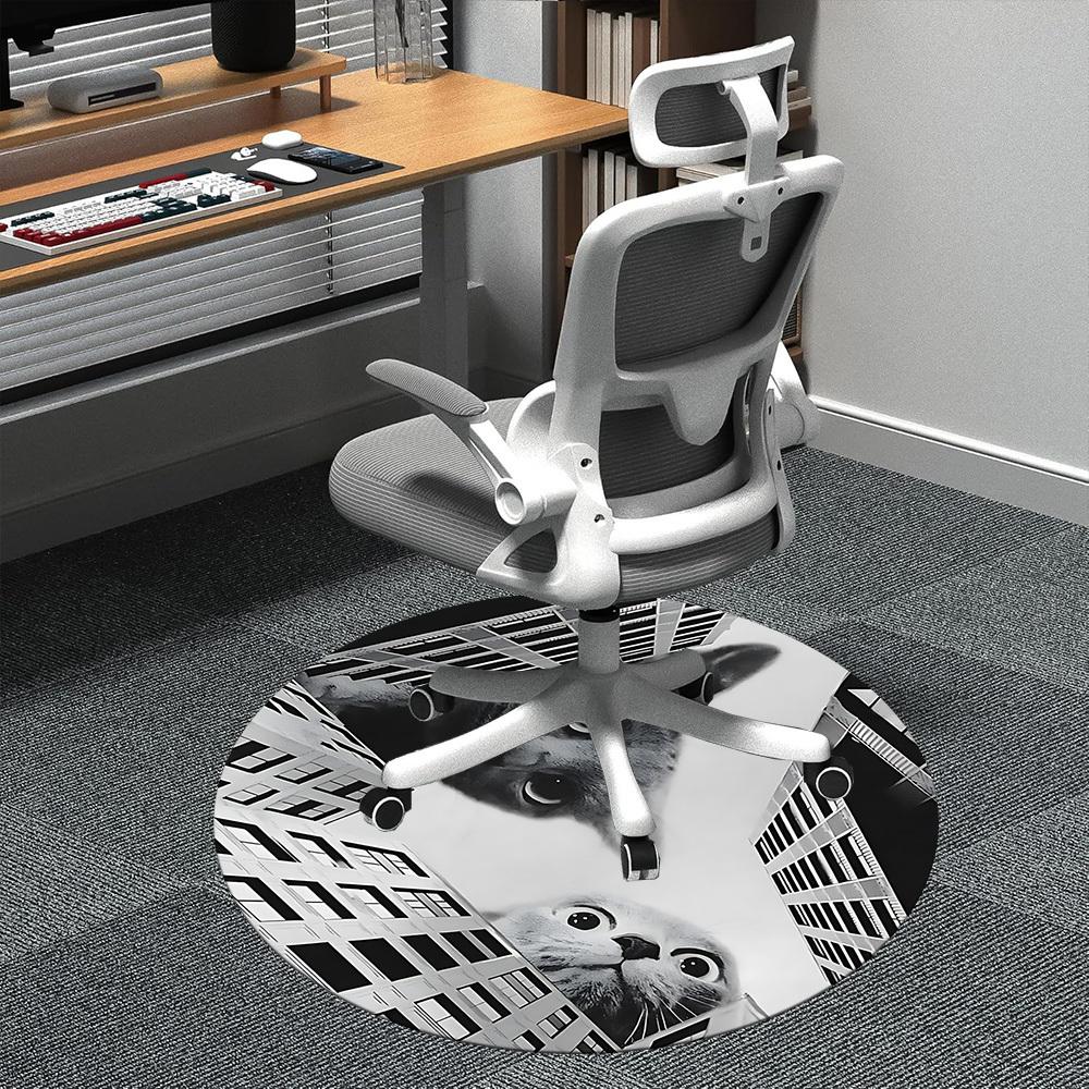 

1 шт. Круглый ковер с абстрактным рисунком кошки для офиса, коврик для помещений, подходит для офиса, под офисные стулья, спальни, гостиной, домашнего декора, декор комнаты D020 80cm by 80cm