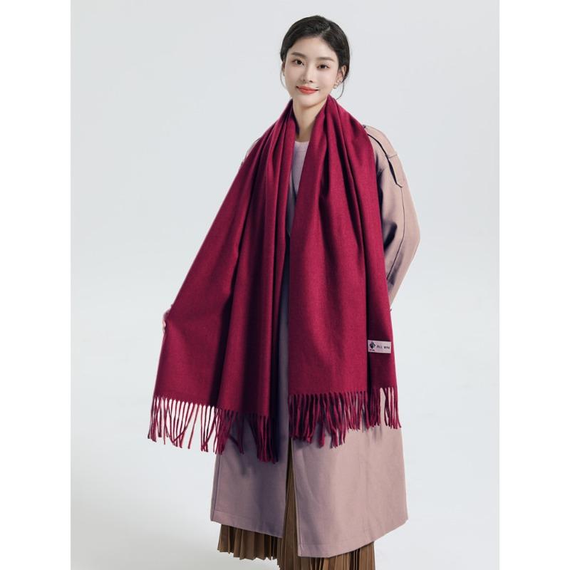 Wool Scarf Women s Autumn and Winter Thickened Warm Cashmere Scarf Winter Shawl Women s Solid Color Scarf 200*70CM