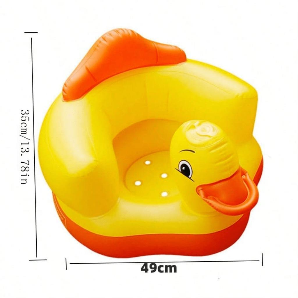 1pc Yellow Duck Baby Learning Chair, Portable Folding With Built-In Inflator Pump Baby Shower Family Decorations Gifts