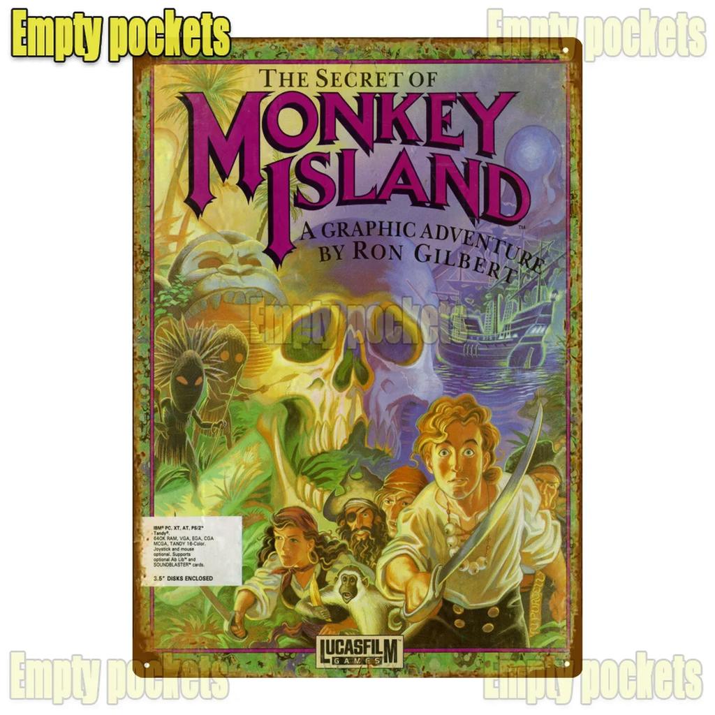 Klasická hra The Secret Of Monkey Island Kovové cedule Dekorace do garáže Domácí kino Design kuchyně Plechový znak Plakáty dárek pro děti