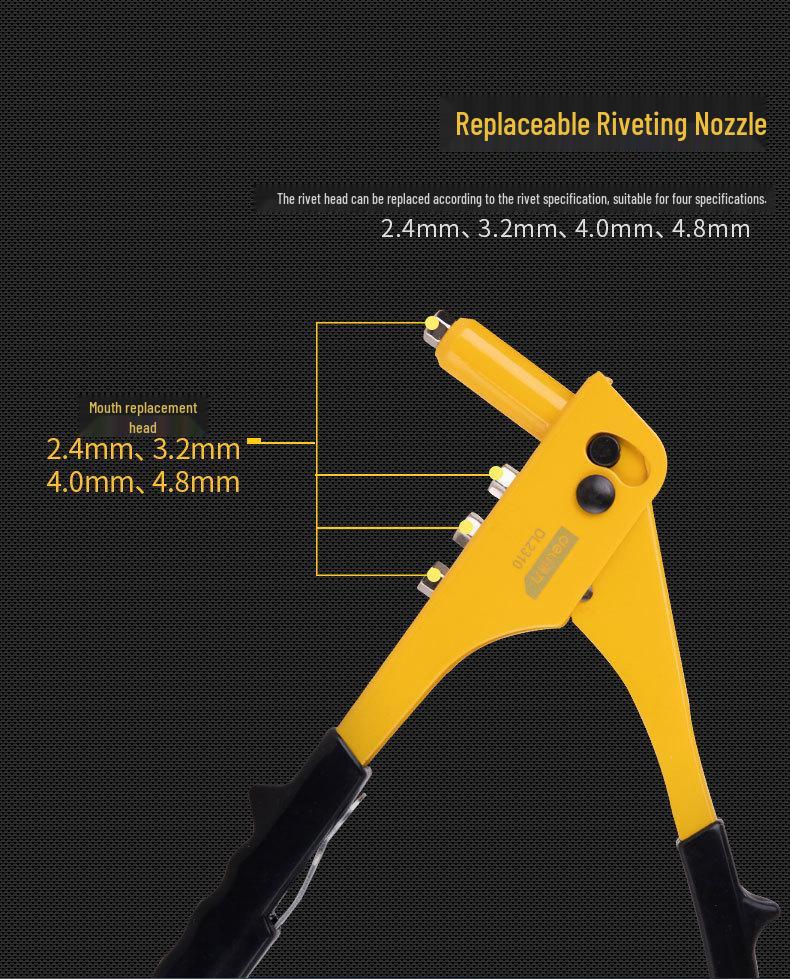 Deli Tools Manual Rivet Gun: Single & Double Handle Labor-Saving Pop Riveter for Industrial Use