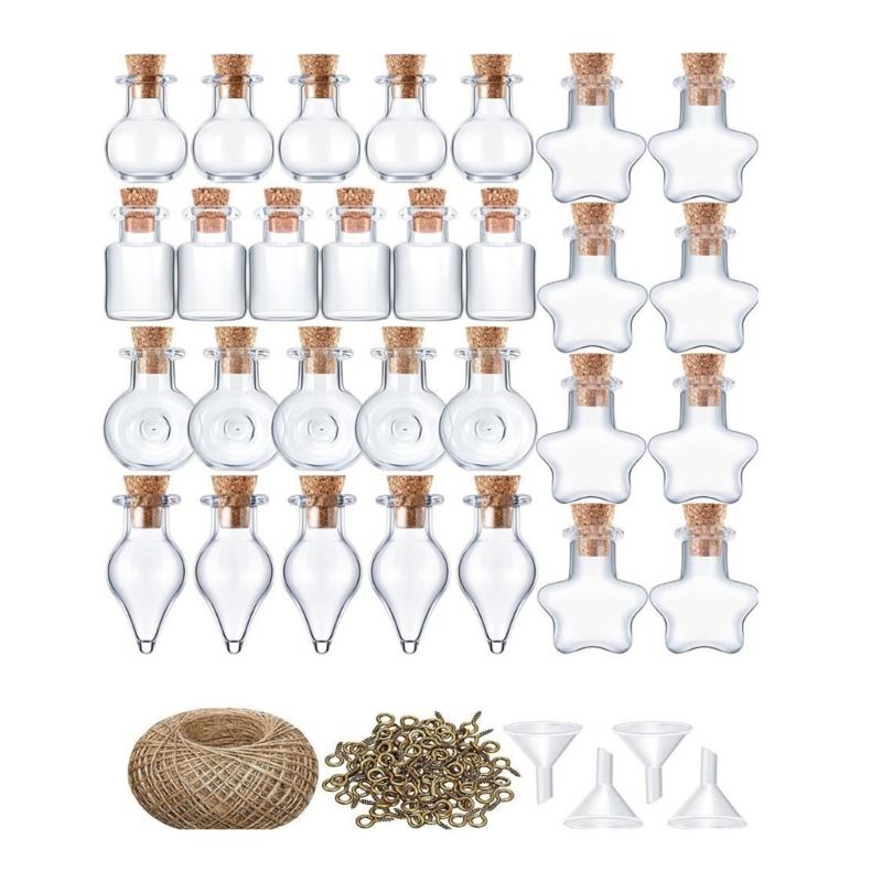Elegant Mini Glass Wishing Bottles Jars with Cork Stoppers Set for Storing Dream DIY Crafts Projects Beads Container