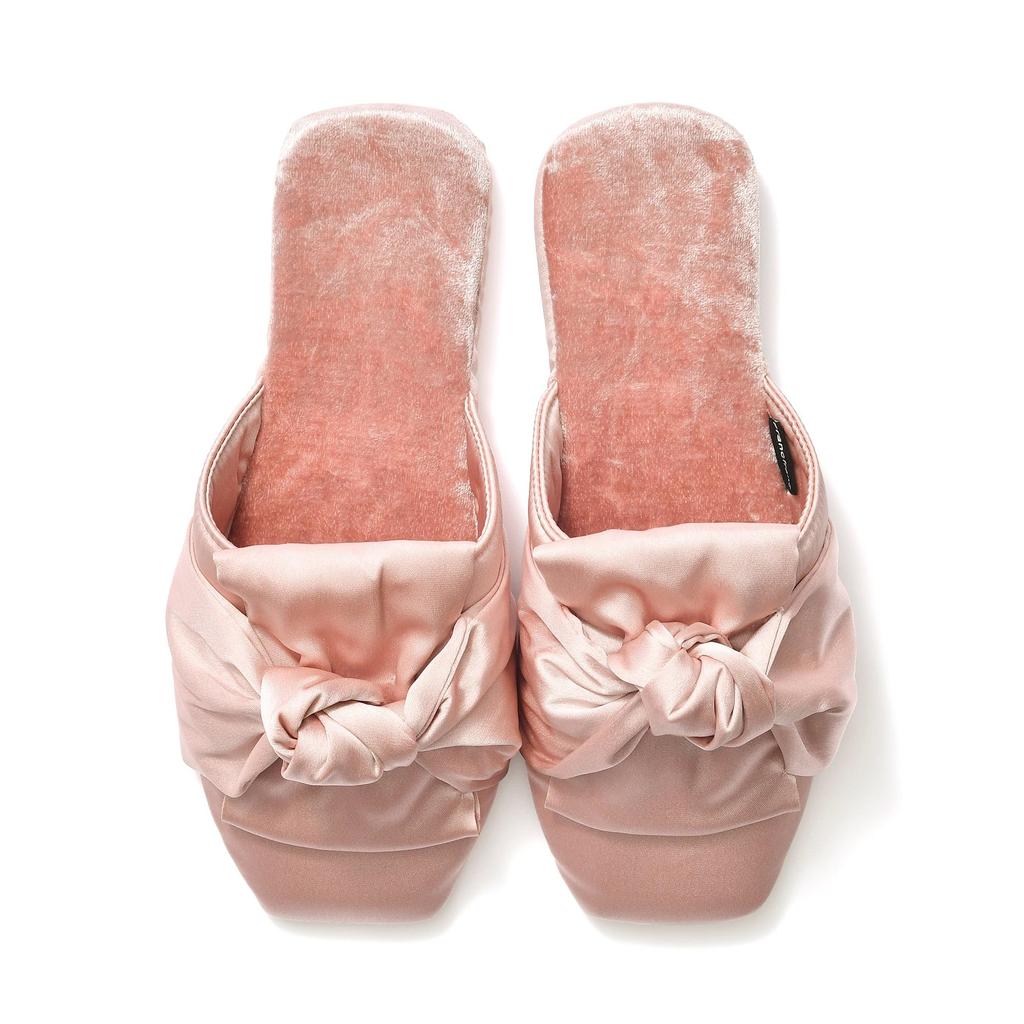 Francfranc Crushed Velvet and Satin Room Pink Shoes,