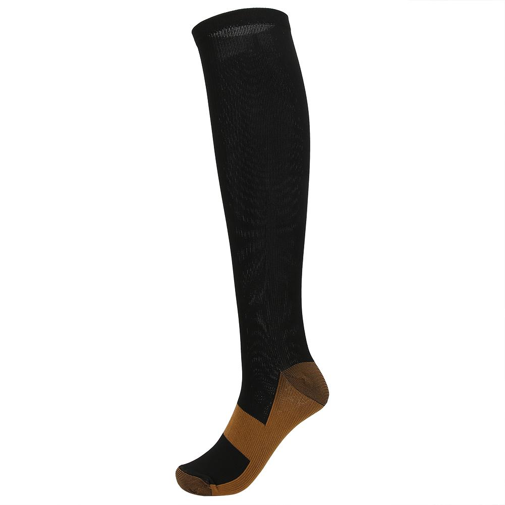 2Pair Sport Compression Stockings Ankle Copper Calf Thining Sleeves(Copper Fibre Knee High Stockings Black s M)