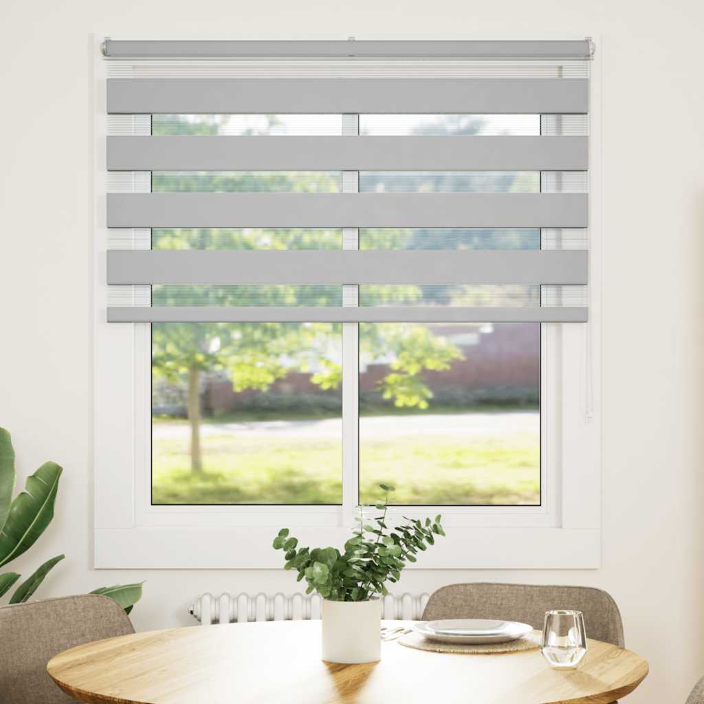 Double Roller Blind Light Gray 125x150 cm Fabric Width 120.9 cm Polyester