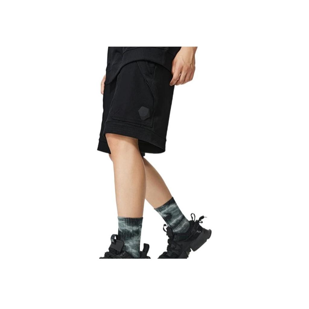 Li Ning Kung Fu Series Solid Color Lace-Up Straight Loose Shorts Men Bottoms Black AKSSA71-1