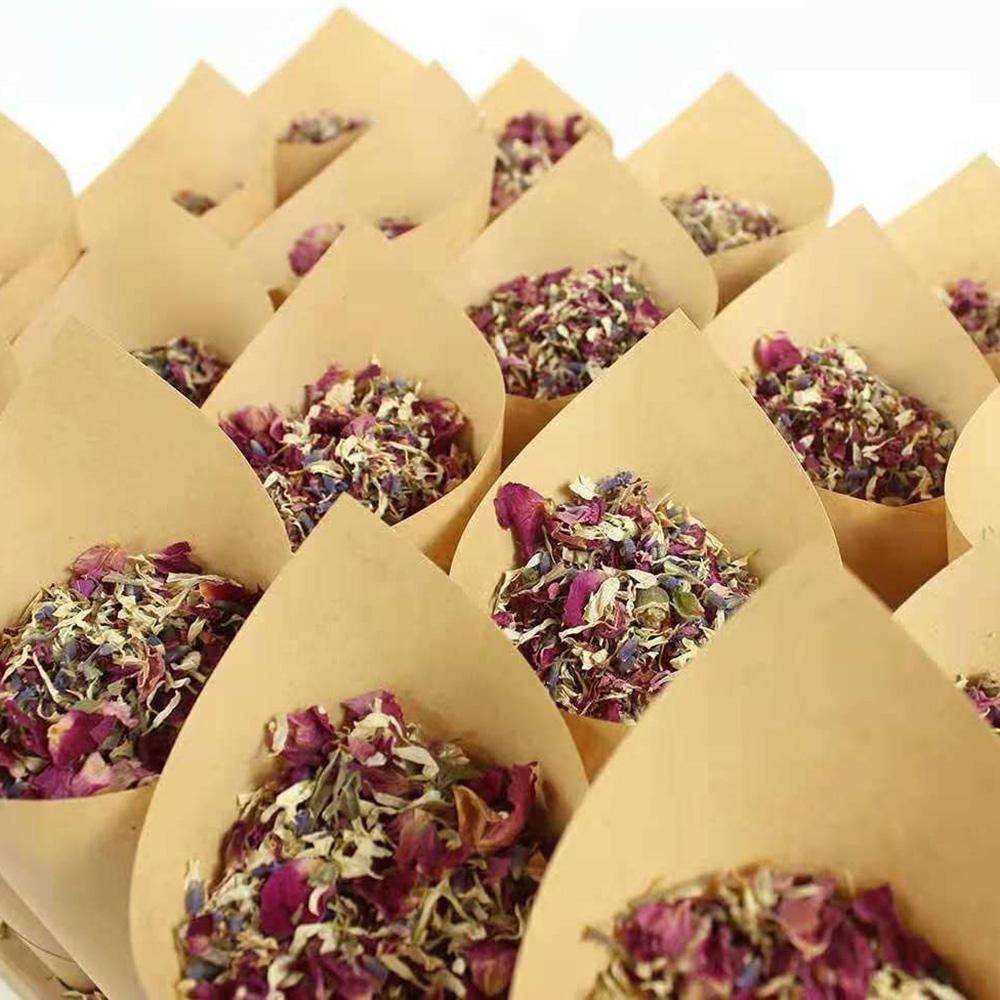 30Pcs Kraft Paper Wedding Confetti Wedding Decoration Kraft Paper Wedding Cones Rose Flower Confetti Tray Wedding Decor
