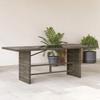VidaXL Garden Table with Glass Top, Rectangular Patio Table, Outdoor Furniture Terrace, Modern, Grey Resin 365306