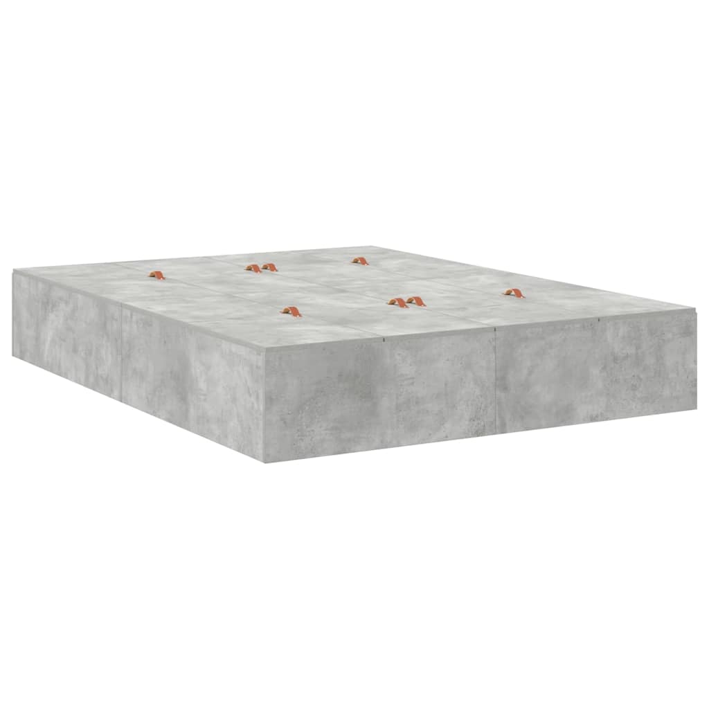 Storage Bed Frame Concrete Grey 150 cm Particleboard