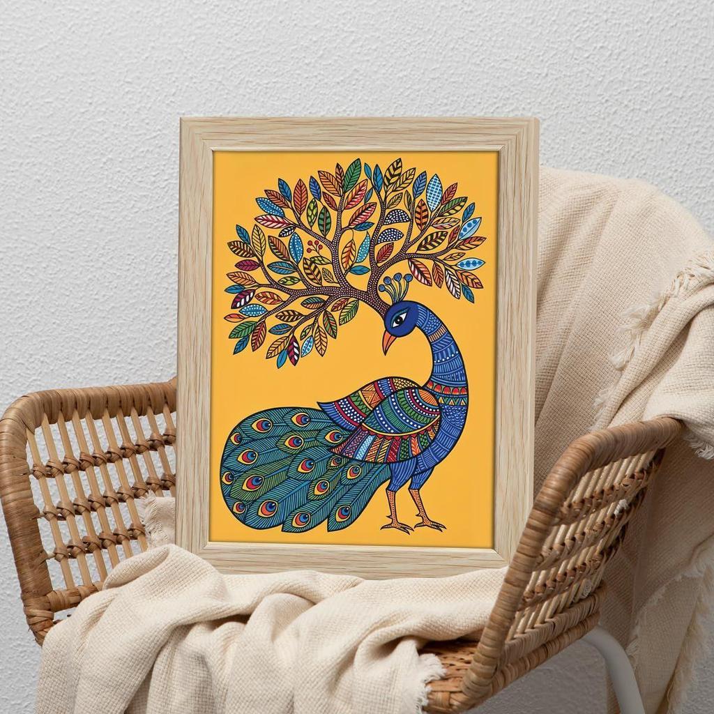 ArtX Paper Madhubani Art Paintings with Frame for Home Decor, Wall Painting for Living Room,