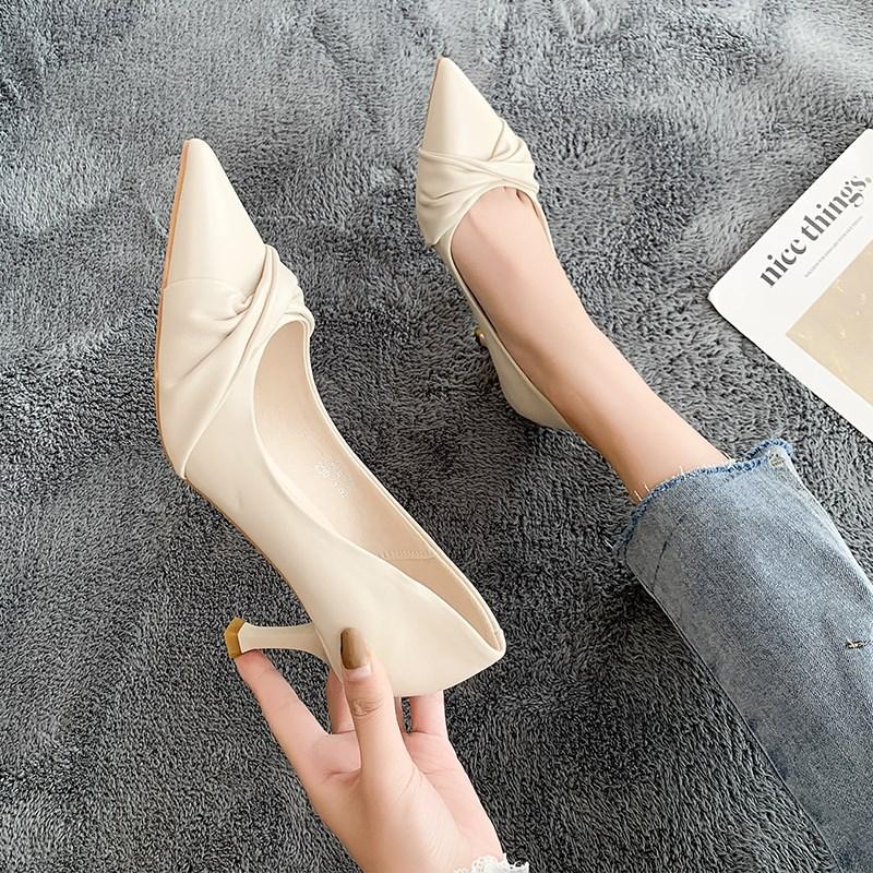 Fashion New Fashion Korean Style Woman High-heeled Shoes Pointed Toe High Heel Slip-on Shallow Shoes Breathable Wear-resisting for Party