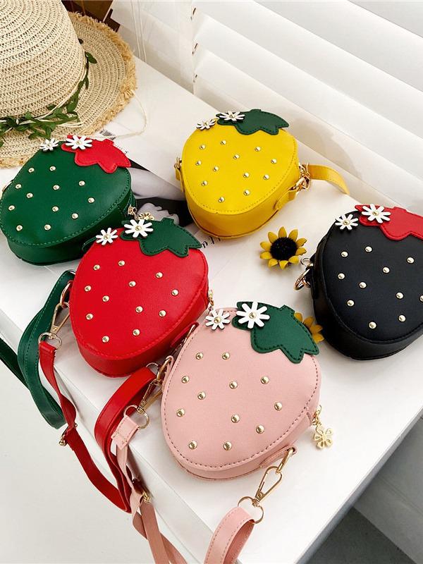 2025 Summer Korean-Style Girls' Crossbody Bag - Cute Strawberry Fashion Accessory for Little Girls
