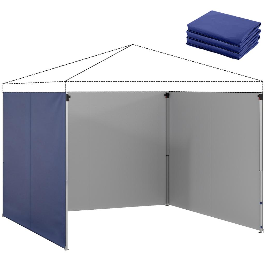 3-Piece Set Side Panels with Zipper for 3 x 3 m Gazebo, Dark Blue
