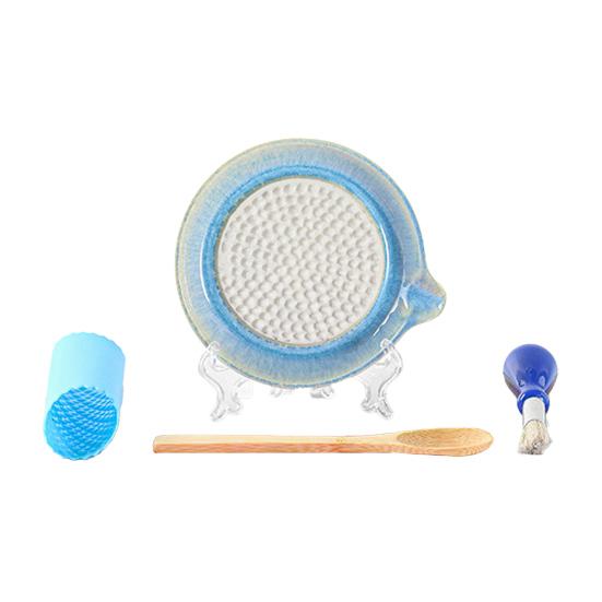 5Pcs/Set Ceramic Garlic Grater Plate with Pour Spout Ginger Cheese синий