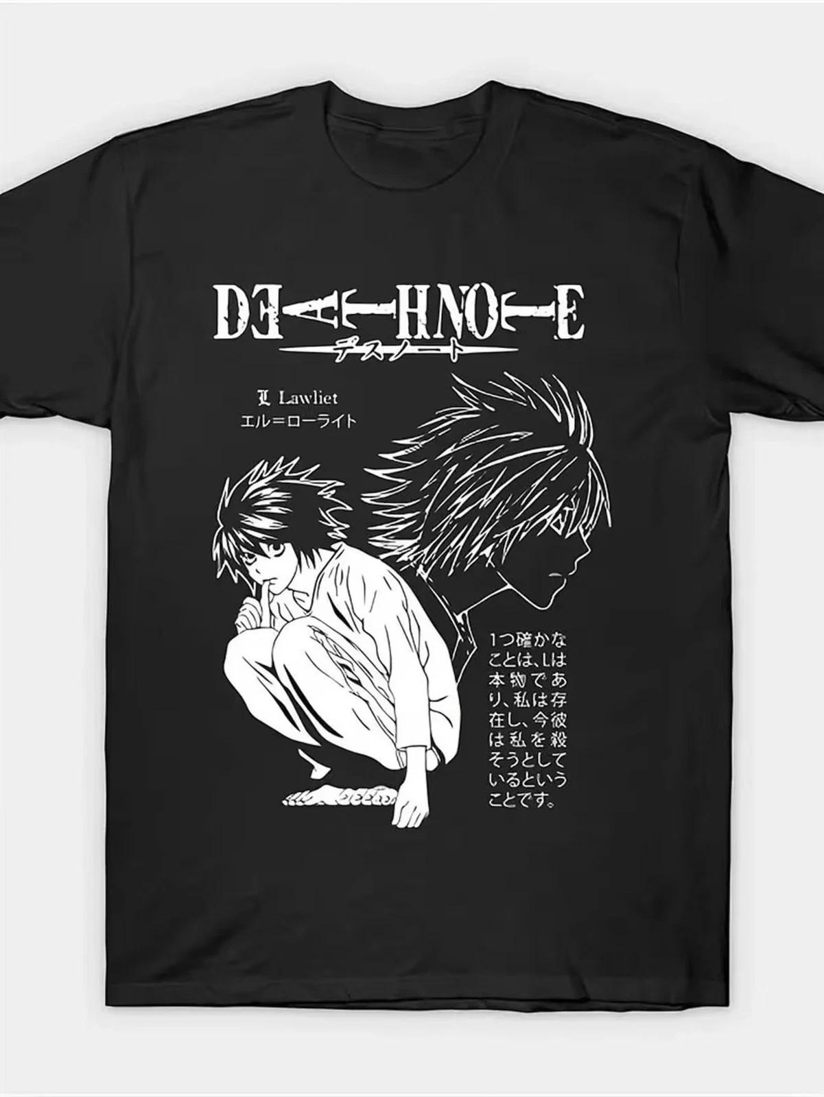 Men s 100% Cotton Anime Ninja Anime Manga Graphic T-Shirt - Death Note Inspired L