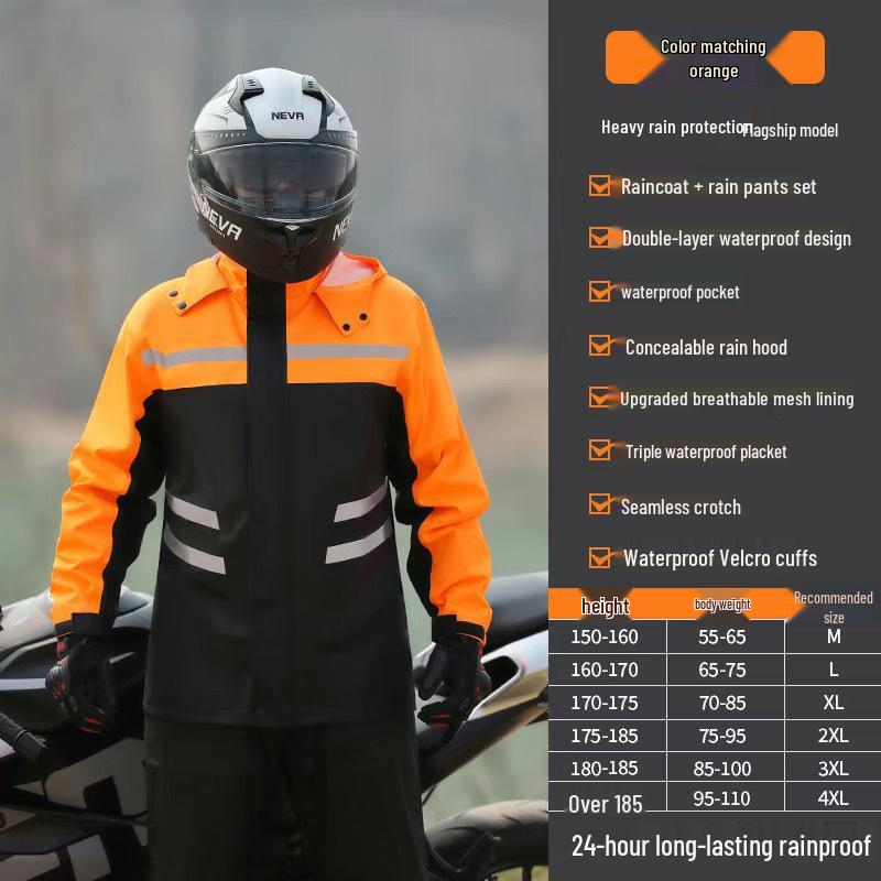 Stormproof Split Raincoat for Adult Delivery Riders - Waterproof Motorcycle & Electric Scooter Outerwear