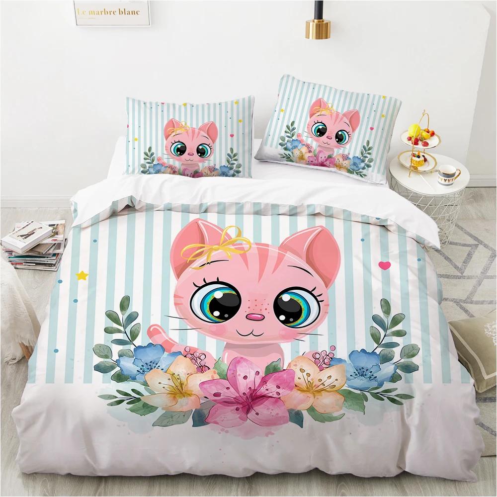Cartoon Faultier Königin König Bettbezug Roter Süßer Tierprint Bettbezug Bettwäsche-Set Für Kinder Jungen Mädchen Blumen Blätter Bettbezug